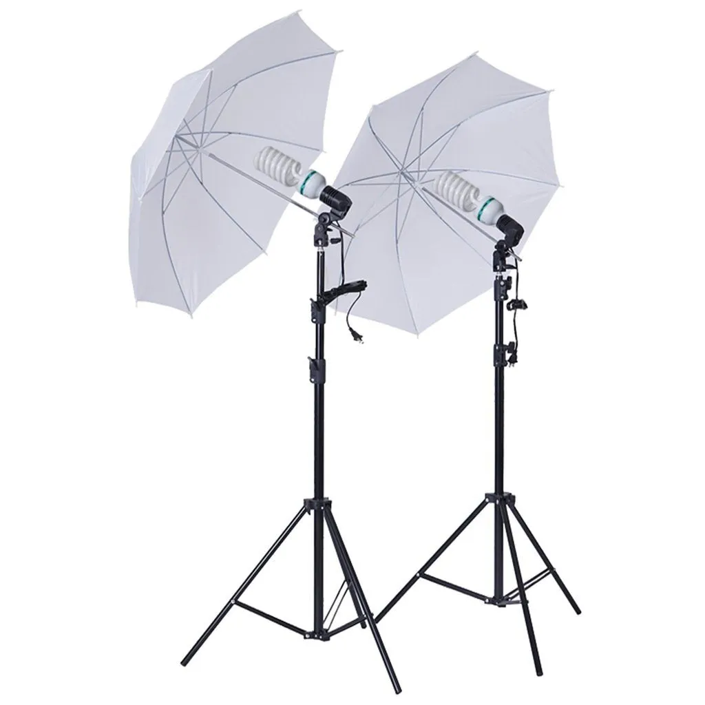 1200 Watts White Umbrella Soft box Continuous Lighting Photo Video Studio Kit With Chromakey Background Muslins (Green Black White)