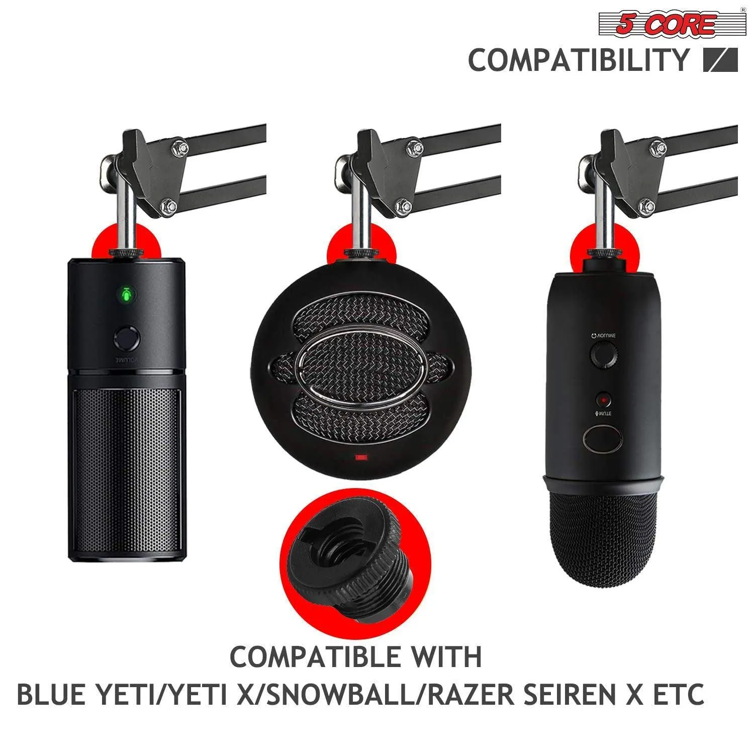 2 Pieces Mic Stand Adapter Plastic 5/8 Male to 3/8 Female Screw for
