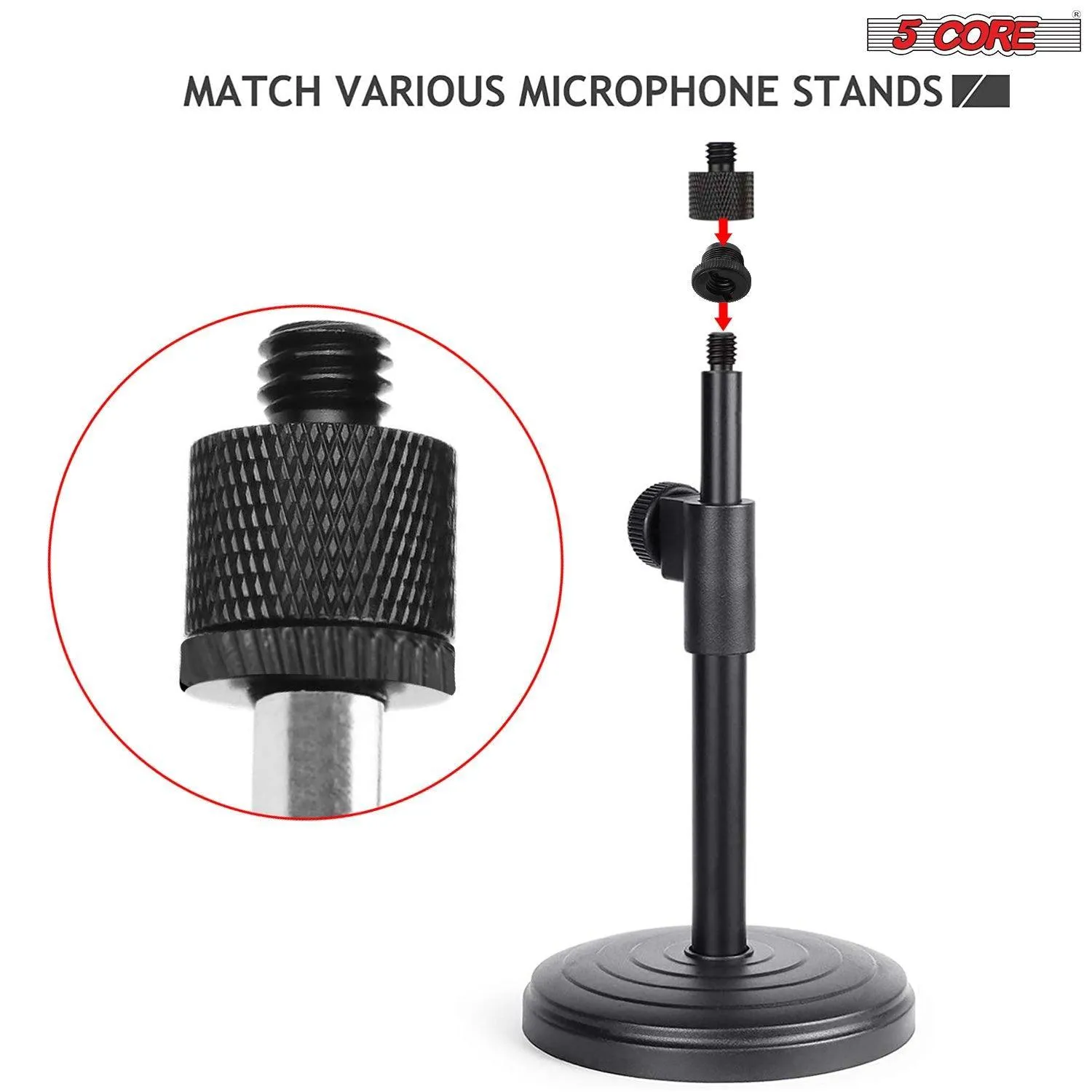 2 Pieces Mic Stand Adapter Plastic 5/8 Male to 3/8 Female Screw for