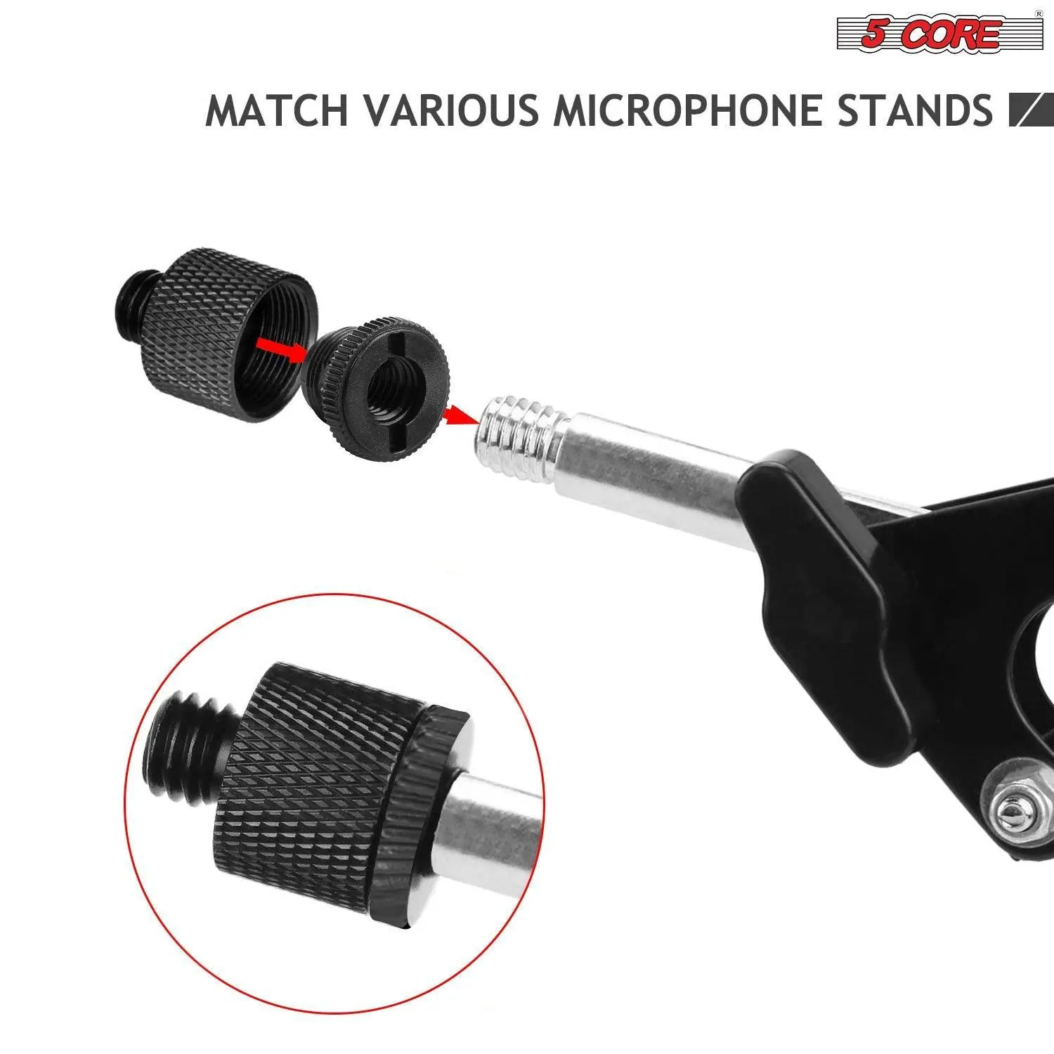 2 Pieces Mic Stand Adapter Plastic 5/8 Male to 3/8 Female Screw for