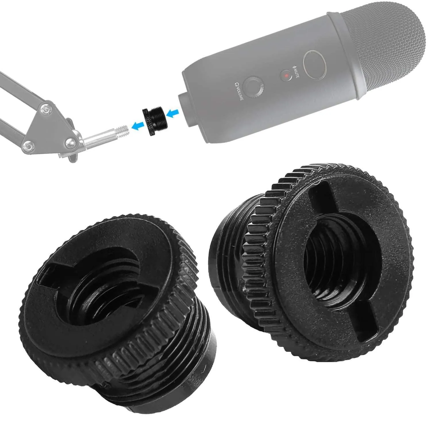 2 Pieces Mic Stand Adapter Plastic 5/8 Male to 3/8 Female Screw for