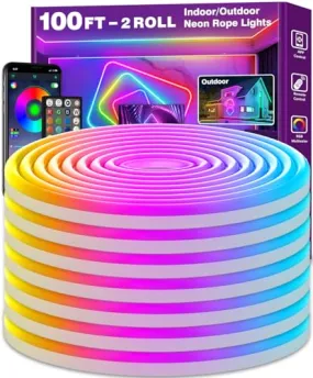 20Ft Neon Rope Lights,Flexible Led Rope Lights Control with App/Remote,Multiple Modes Rope Lights,IP65 Outdoor RGB Led Neon Lights Waterproof,Music Sync Gaming Led Neon Light Strip for Bedroom Decor