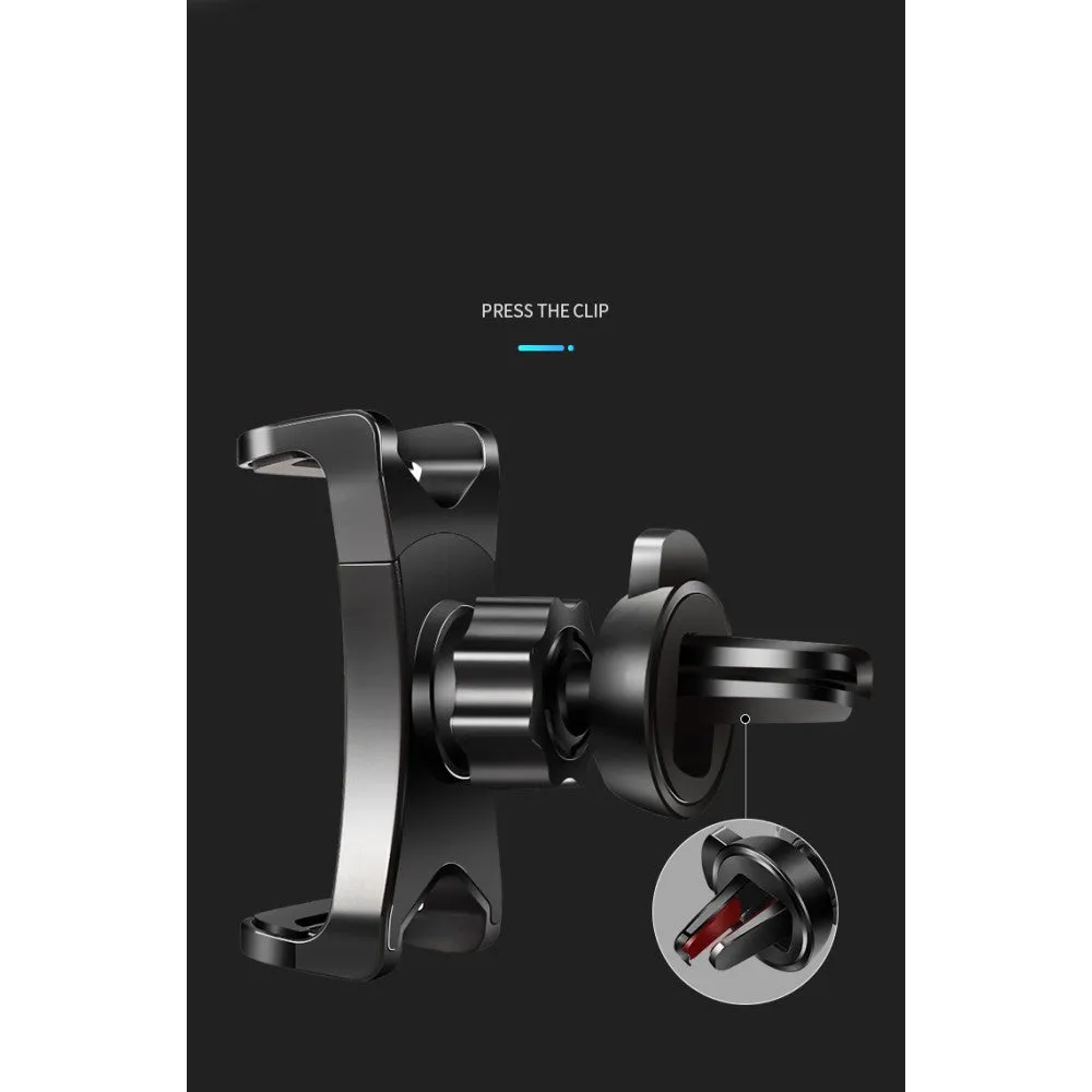 3 in 1 Car GPS Smartphone Holder: Dashboard / Visor Clamp   AC Grid Clip for BLU Studio Mega - Black