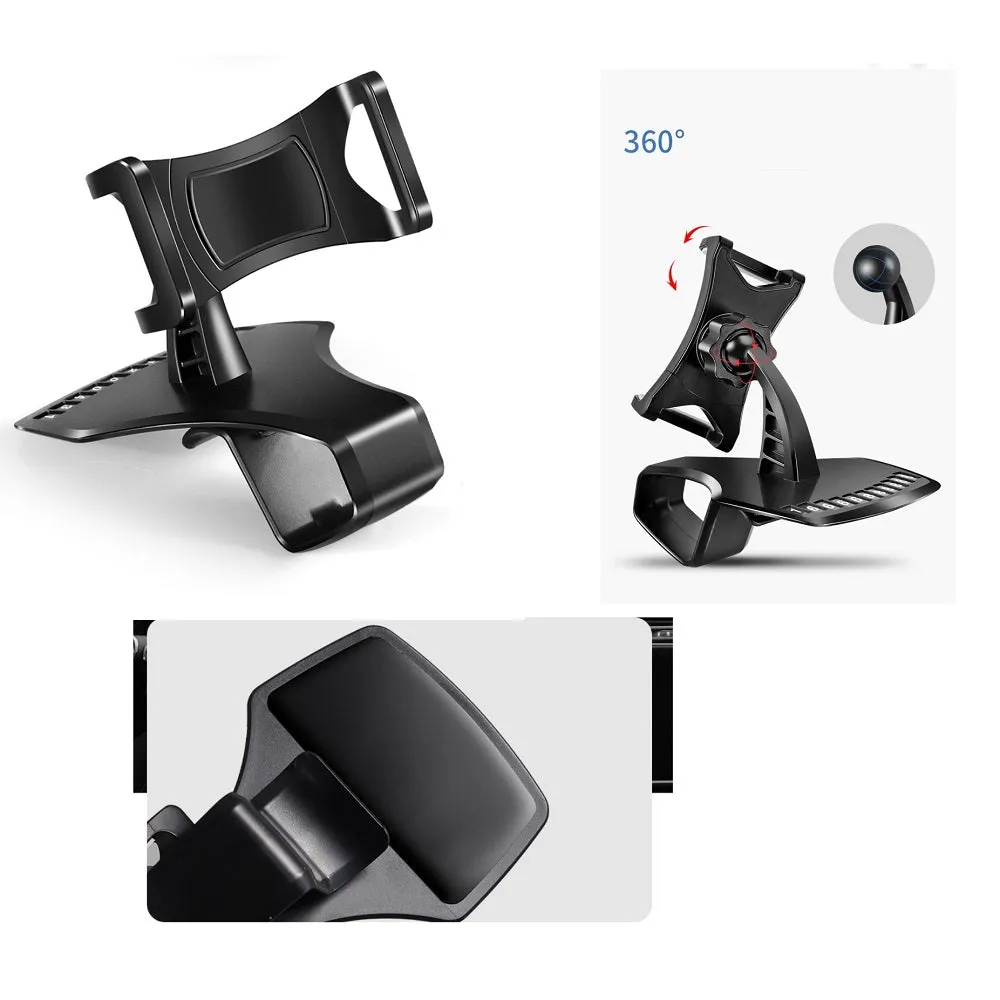 3 in 1 Car GPS Smartphone Holder: Dashboard / Visor Clamp   AC Grid Clip for BLU Studio Mega - Black
