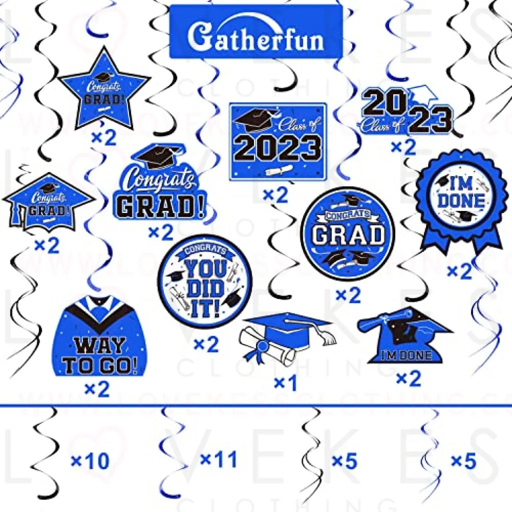 31 Pieces Graduation Party Supplies, 2023 Graduation Hanging Swirl Congrats Grad and Graduation Party Decorations(Blue, Black)