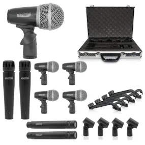 5 Core Drum Microphone Kit 9PCS Wired Full Metal Mic Set  DM 9RND BLK