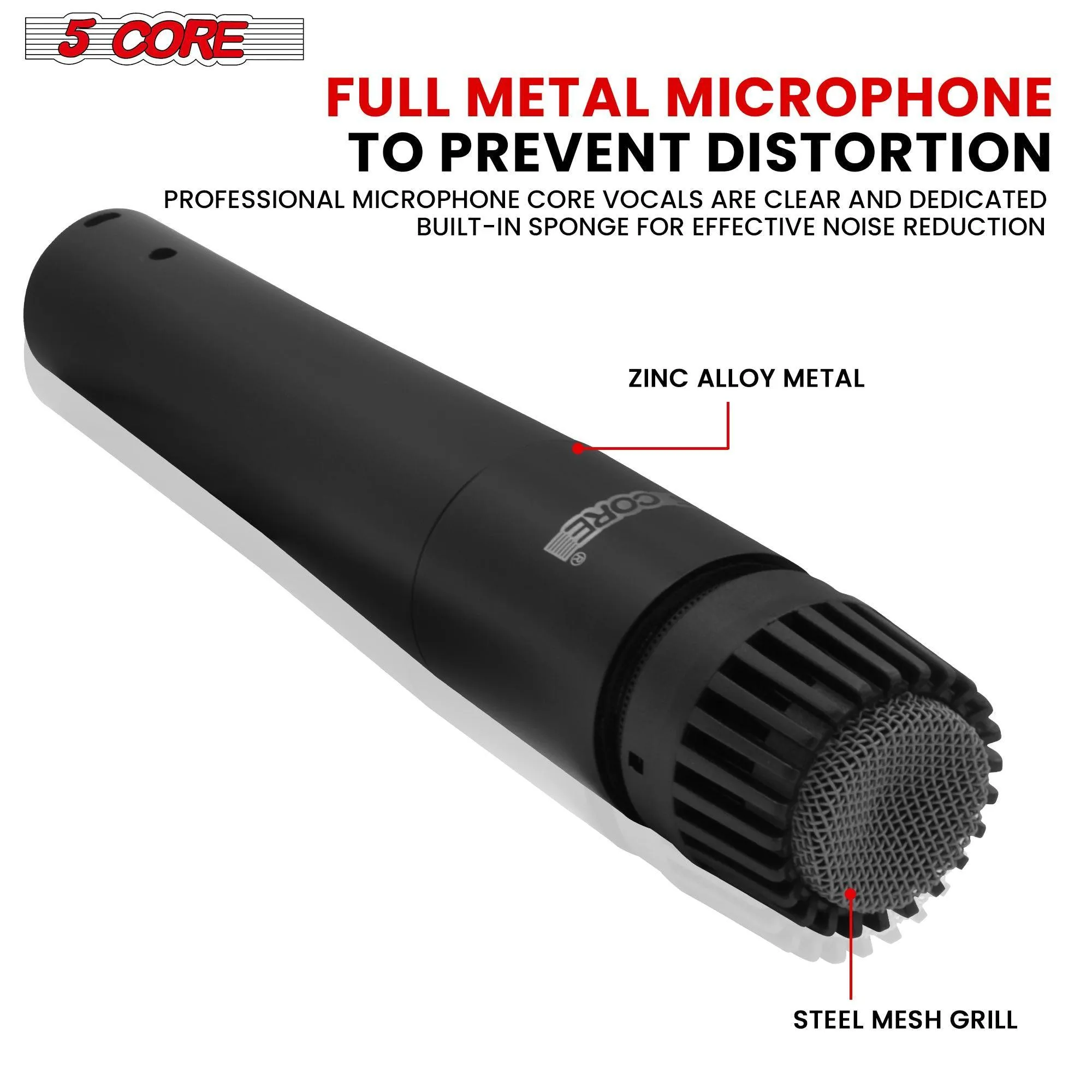 5 Core Drum Microphone Kit 9PCS Wired Full Metal Mic Set  DM 9RND BLK