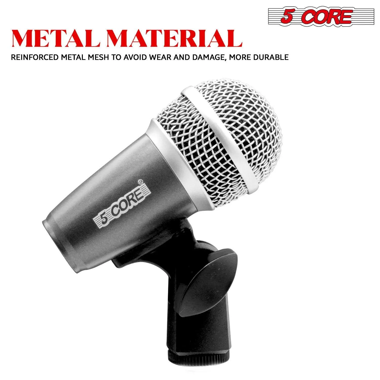 5 Core Drum Microphone Kit 9PCS Wired Full Metal Mic Set  DM 9RND BLK