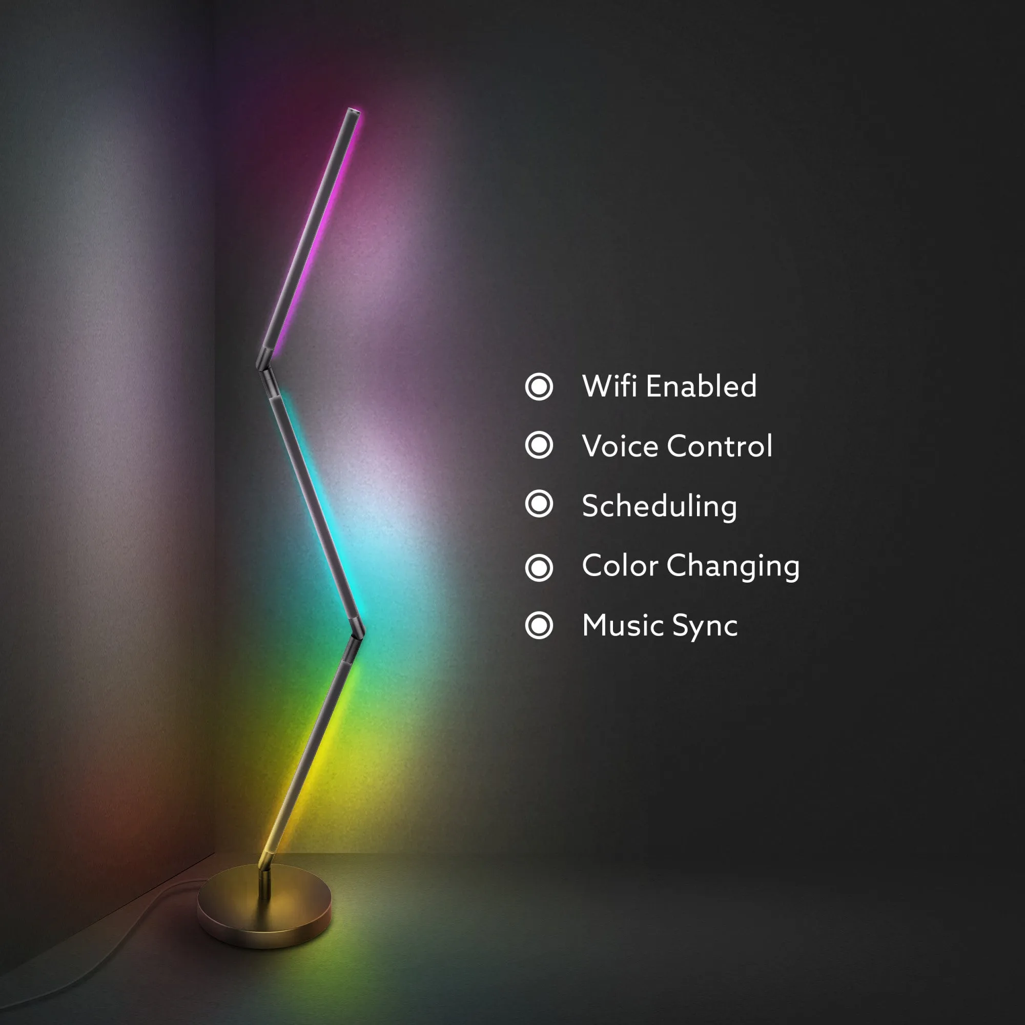 52 in. Smart Multi-Color Folding Floor Lamp with Chasing and Music Sync