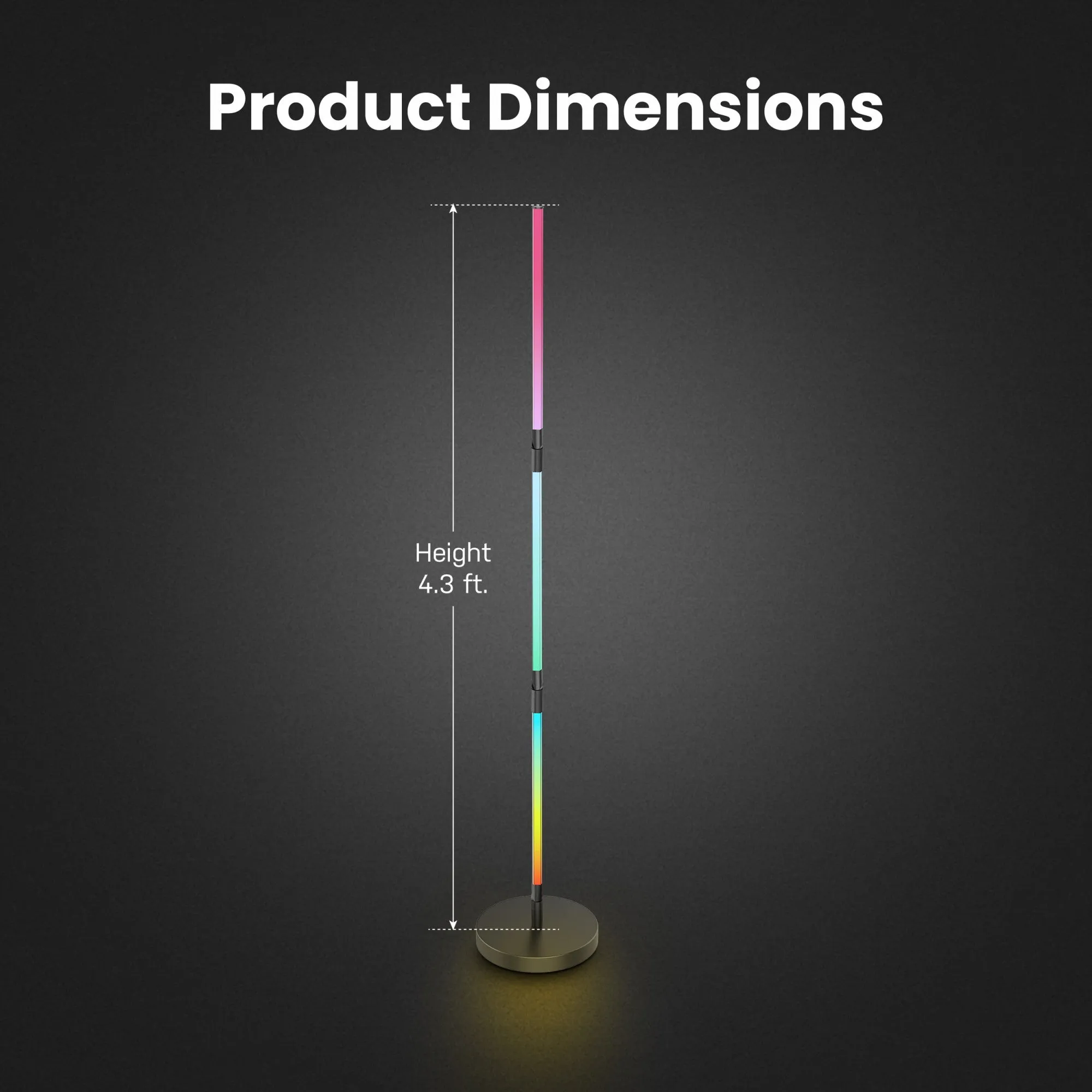 52 in. Smart Multi-Color Folding Floor Lamp with Chasing and Music Sync