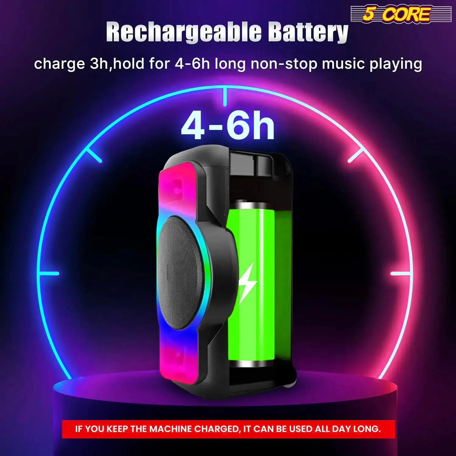 5Core Bluetooth Party Speaker 12 inch PA RGB Partybox Karaoke Machine   2 Wireless Mic