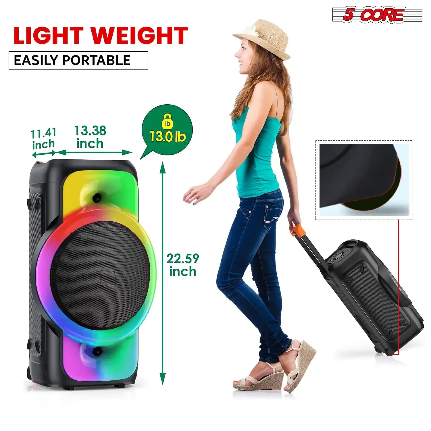 5Core Bluetooth Party Speaker 12 inch PA RGB Partybox Karaoke Machine   2 Wireless Mic