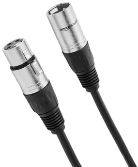Amazon Basics 2-Pack XLR Microphone Cable for Speaker or PA System, All Copper Conductors, 6MM PVC Jacket, 3 Foot, Black