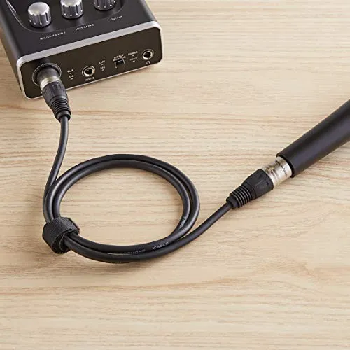 Amazon Basics 2-Pack XLR Microphone Cable for Speaker or PA System, All Copper Conductors, 6MM PVC Jacket, 3 Foot, Black