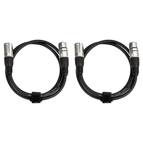 Amazon Basics 2-Pack XLR Microphone Cable for Speaker or PA System, All Copper Conductors, 6MM PVC Jacket, 3 Foot, Black