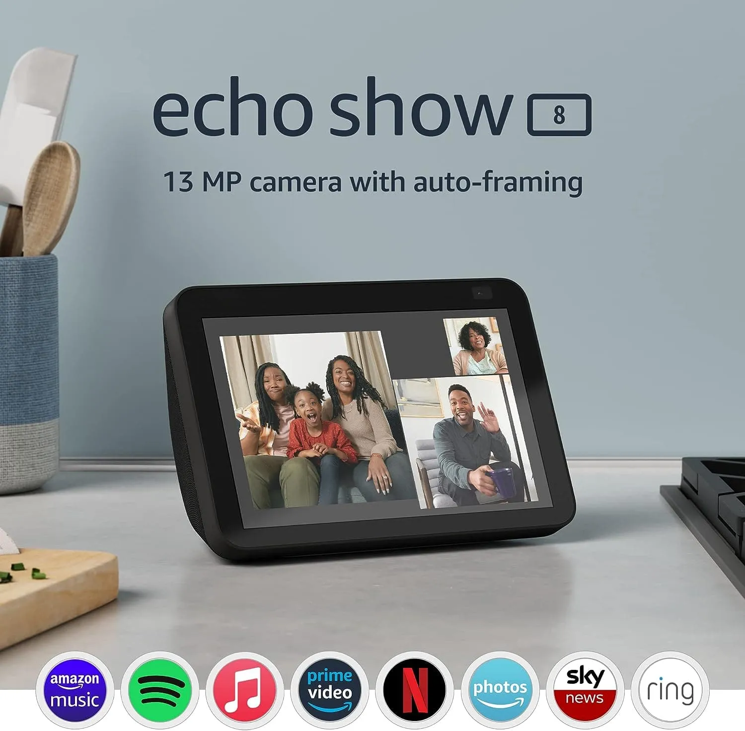 Amazon Echo Show 8 (2nd Gen) Smart Display With Alexa - Black