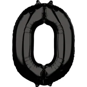 Anagram Black Mid-Size Number Foil Balloon - 0
