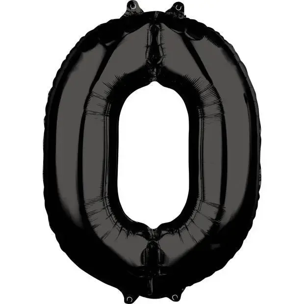 Anagram Black Mid-Size Number Foil Balloon - 0