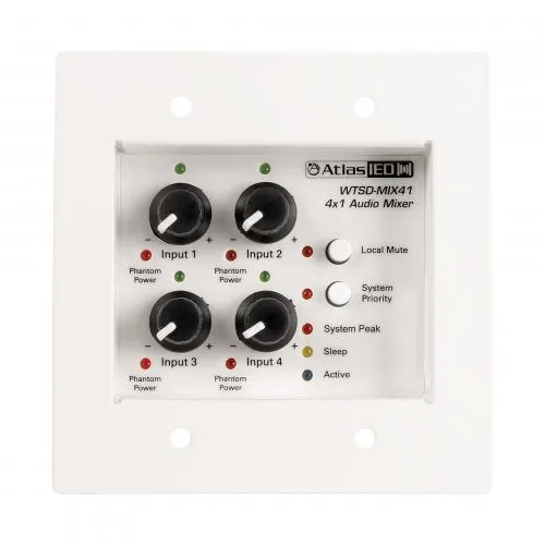 AtlasIED WTSD-MIX41K 4x1 Mic/Line Mixer W/Optional Dante Audio Network Interface