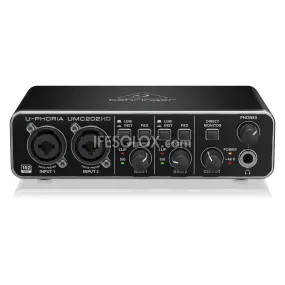 Behringer U-PHORIA UMC202HD 2x2 USB Audio Interface with Midas Mic Preamplifier - Brand New