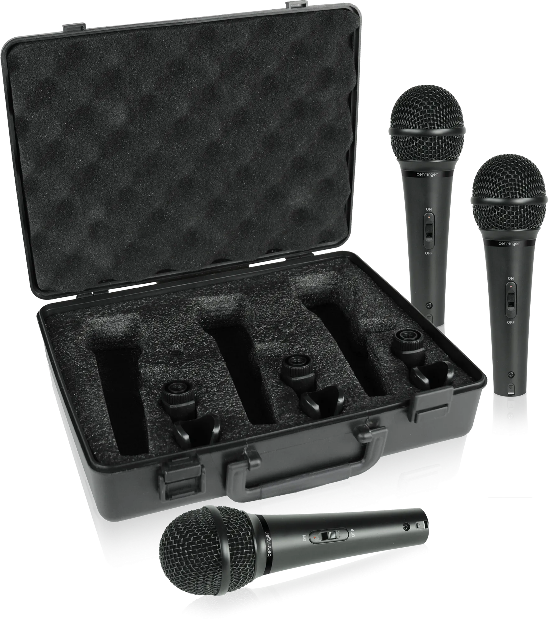 Behringer XM1800S (3-Pack) Dynamic Microphones with Carrying Case (XM 1800S / XM-1800S)