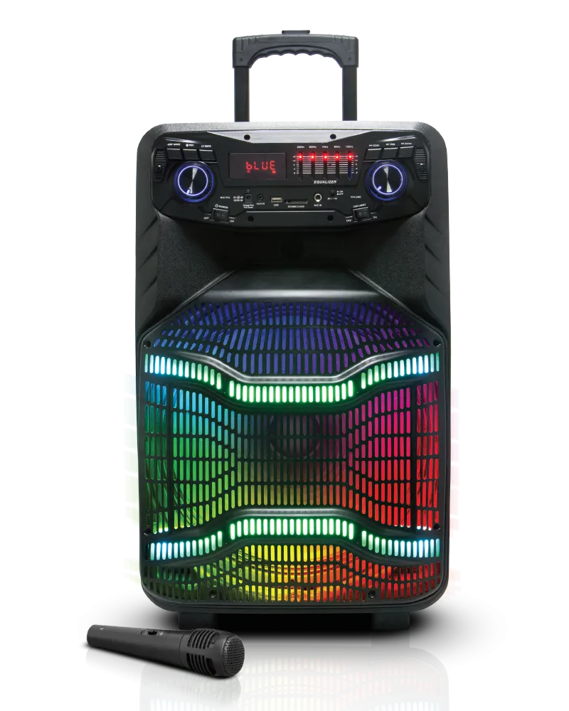 BLAZE-15, 15'' Bluetooth Party Speaker with Disco Lights, 10,000 Watts