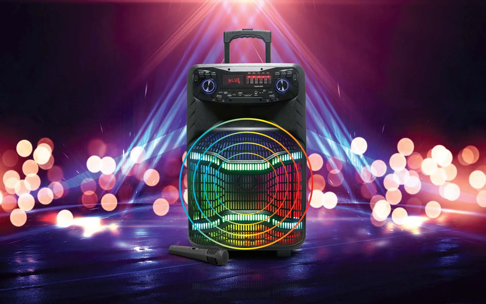 BLAZE-15, 15'' Bluetooth Party Speaker with Disco Lights, 10,000 Watts