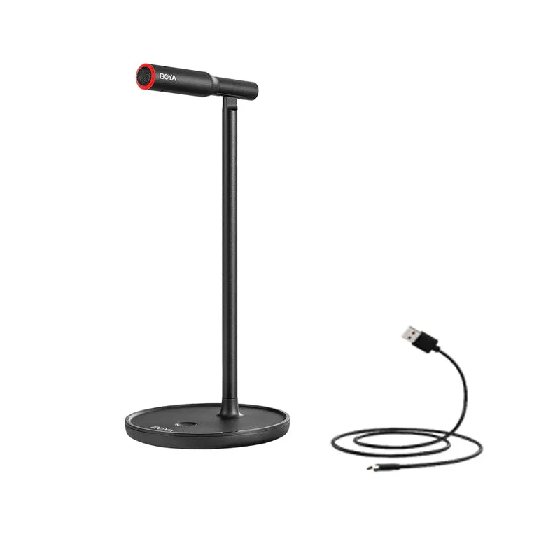 Boya BY-CM1 USB Adjustable Desktop Microphone with Cardioid Polar Pattern, Mute Button, Noise Reduction, and Low Latency Technology for Live Streaming, Video Conference, Gaming, Music Recording
