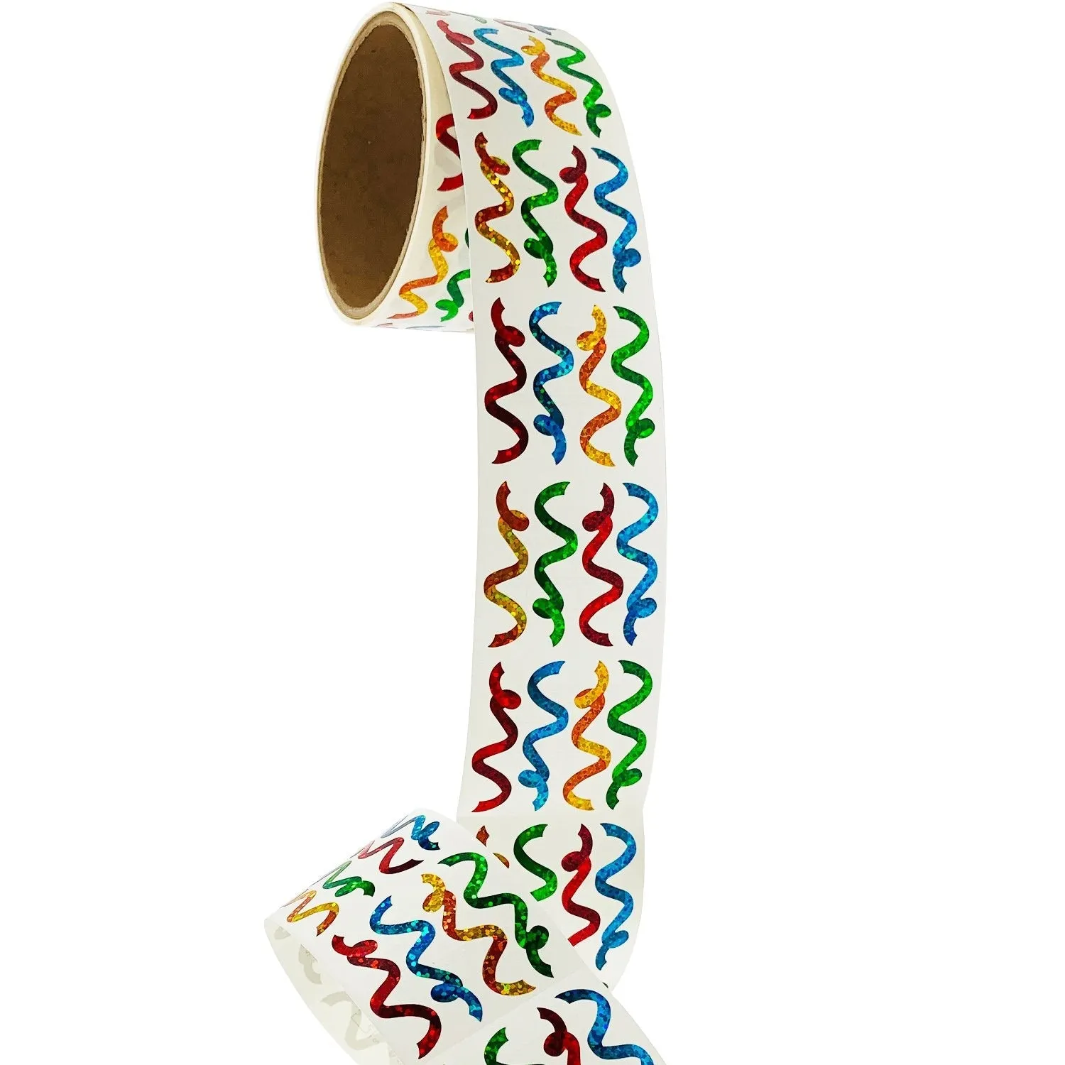 Bulk Roll Prismatic Stickers, Mini Multicolor Streamers (100 Repeats)