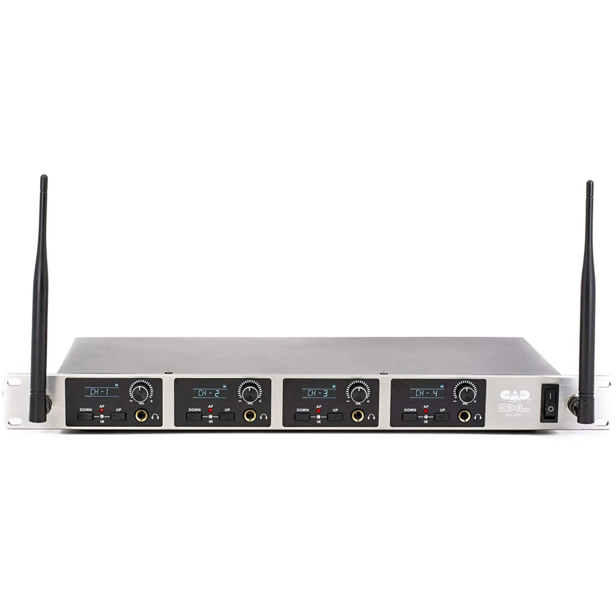 CAD Audio GXLIEM4 Quad-Mix In-Ear Wireless Monitoring System - Includes MEB1 Earbuds, Integral Rack Ears, and Antenna Relocation Kit