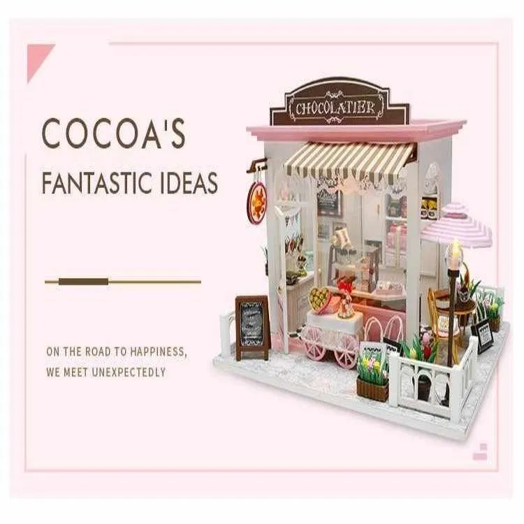 Chocolatier Shop Dollhouse Cafe DIY Dollhouse Miniature Dollhouse Kit Adult Craft Kit Birthday Christmas Gift