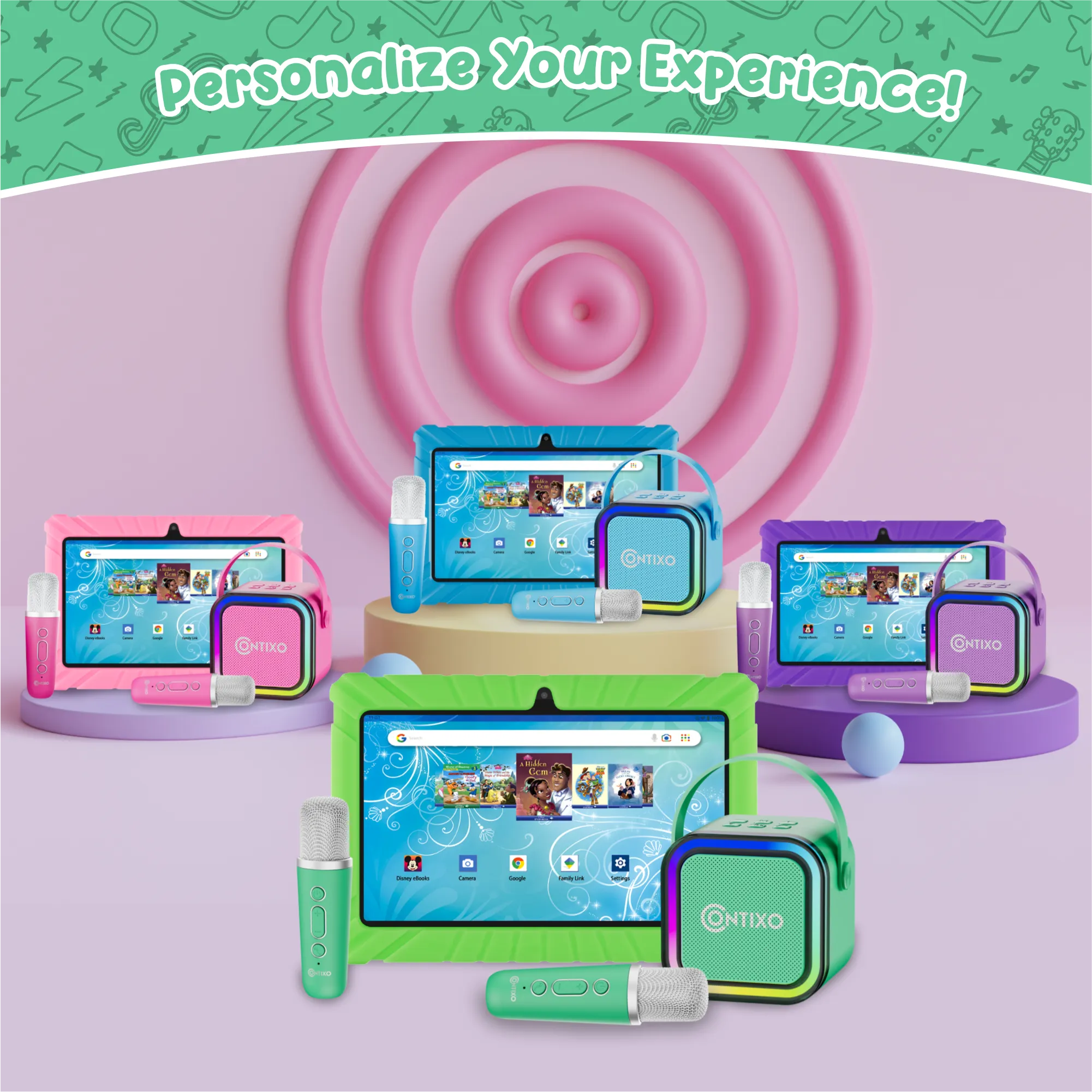 Contixo V8 7" Kids Tablet with Kids Bluetooth Karaoke and Two Microphones by Contixo