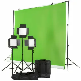 CSO 3 Head LED Lighting Kit with Green Screen