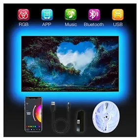 DAYBETTER LED Lights for TV 55-75Inch, 15FT Color Sync USB Hue RGB Fancy Smart Music Luces Behind Strip Light, Ambient bias Lighting Backlight for 65 Inch Monitor Gaming PC Bedroom