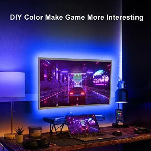 DAYBETTER LED Lights for TV 55-75Inch, 15FT Color Sync USB Hue RGB Fancy Smart Music Luces Behind Strip Light, Ambient bias Lighting Backlight for 65 Inch Monitor Gaming PC Bedroom