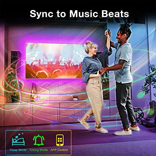 DAYBETTER LED Lights for TV 55-75Inch, 15FT Color Sync USB Hue RGB Fancy Smart Music Luces Behind Strip Light, Ambient bias Lighting Backlight for 65 Inch Monitor Gaming PC Bedroom