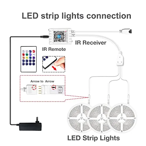 DAYBETTER Led Strip Lights Waterproof, Smart Light Strips with App Voice Control Remote, 5050 RGB Music Sync Color Changing Lights for Bedroom, 50FT(3 Rolls of 16.4ft)