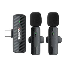 Digitek® (DWM-008 PRO) Wireless Microphone & Receiver with Type-C Connector, 2x Mic System, 2.4GHz Frequency, 4Hr Battery, 20m Range, For Android Devices, Ideal for Voice Recording, & Live Streaming