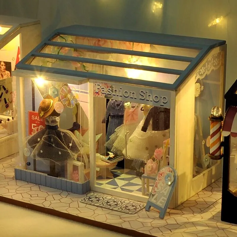 DIY Dollhouse Kit Shop Dollhouse Miniature - Cake Shop - Nail Salon - Fashion Shop - Beauty Studio - Ice Cream - Dessert Shop Miniature Kit