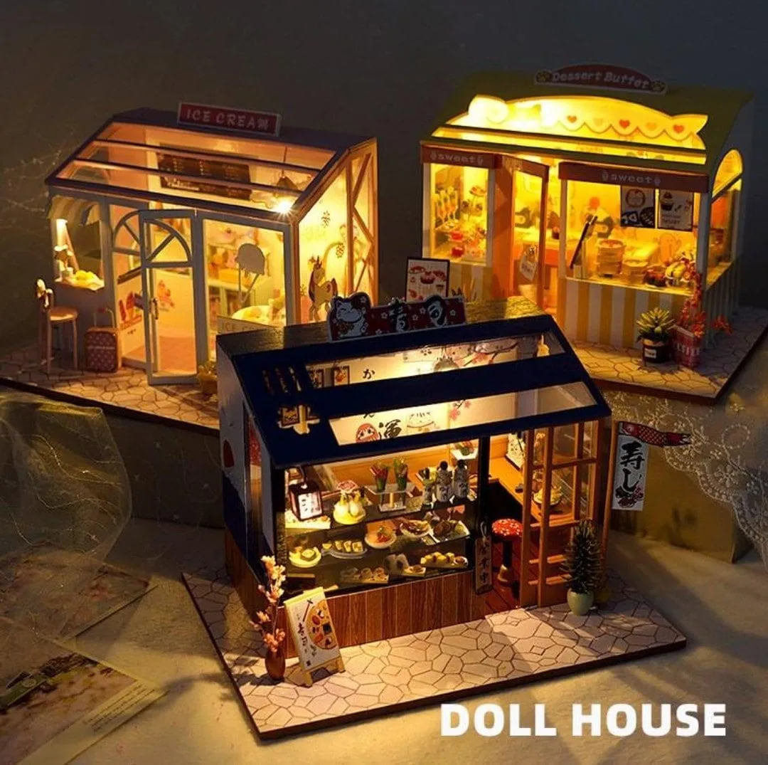 DIY Dollhouse Kit Shop Dollhouse Miniature - Cake Shop - Nail Salon - Fashion Shop - Beauty Studio - Ice Cream - Dessert Shop Miniature Kit