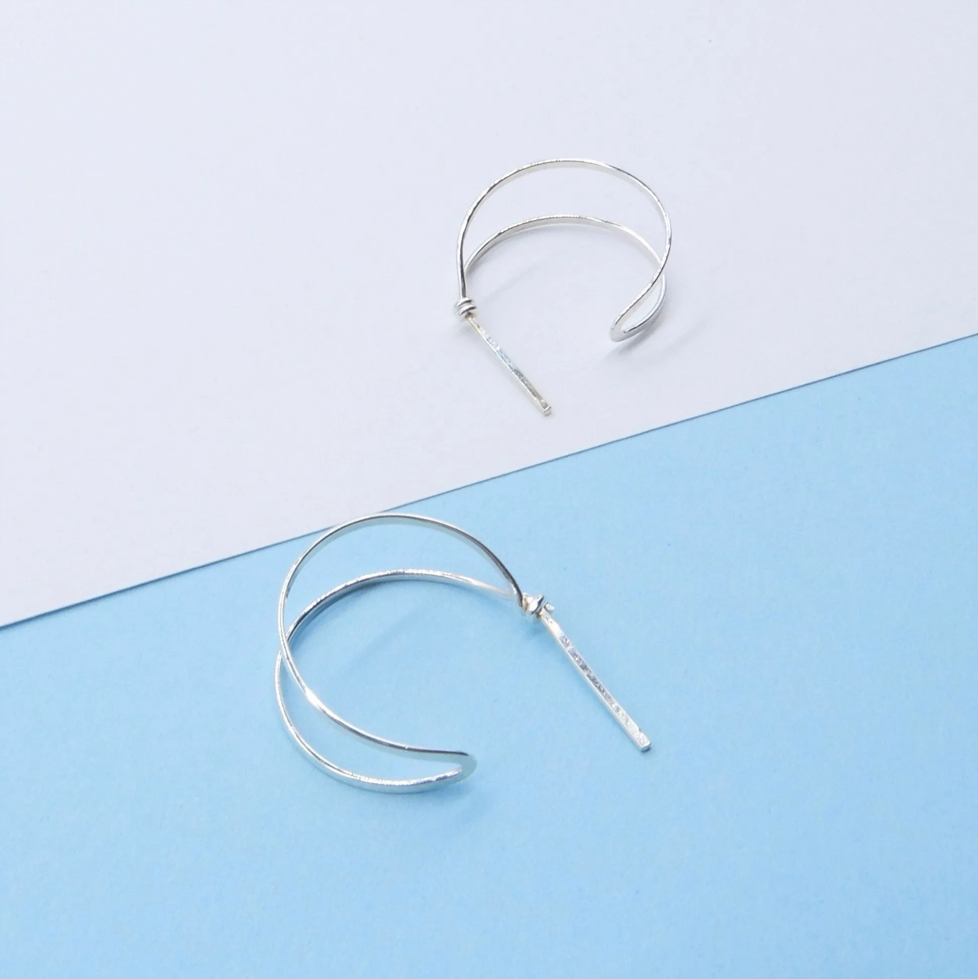 Double Hoop Post Earring Sm in Silver