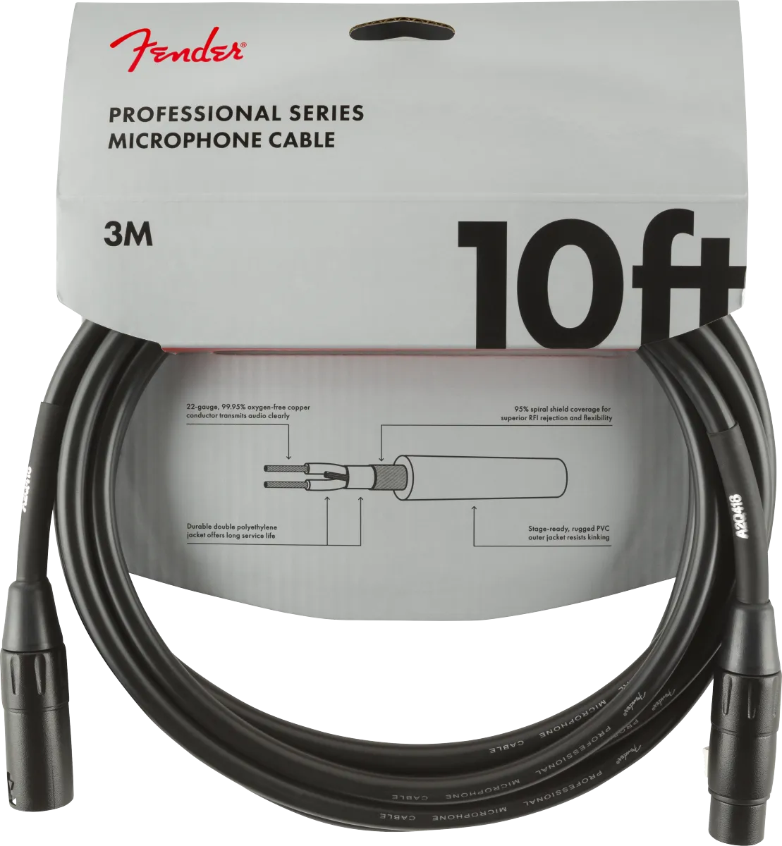Fender Professional Series 10ft. Microphone Cable, Black