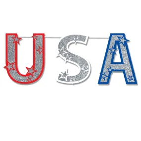 Glittered USA Streamer 38cm x 1.40m