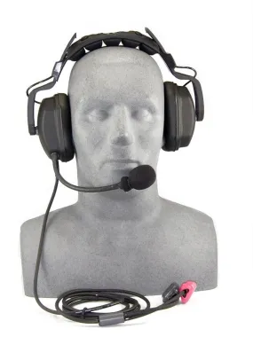 Headset, deluxe with boom mic. Set up for STX-101/M/SB surface transceiver.