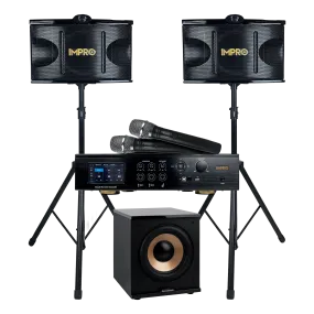 ImPro Encore Elite Plus Bundle with Mixing Amplifier, Speakers, Microphones, Subwoofer and Accessories