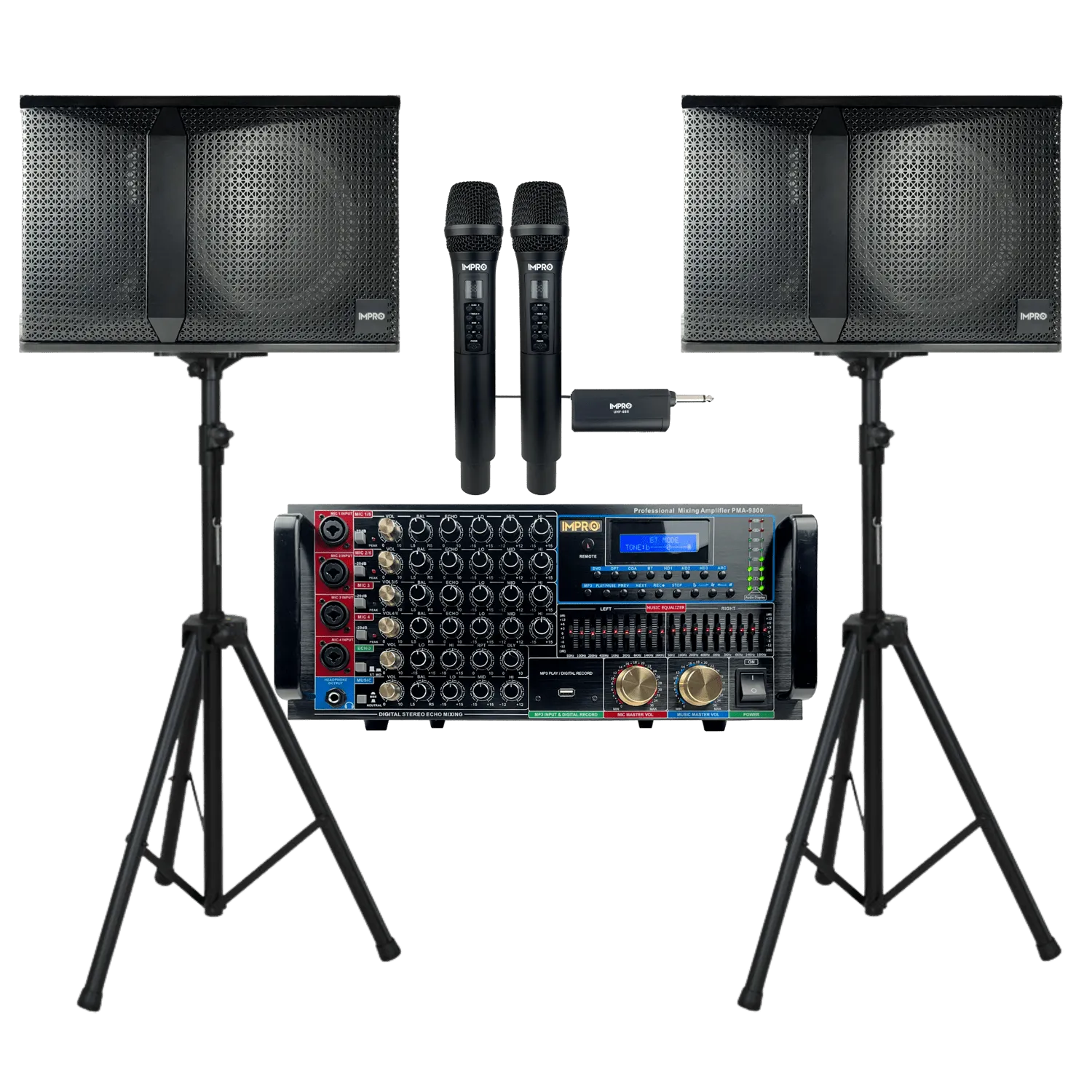 ImPro Epic Star Package 3 with Mixing Amplifier, Speakers, Microphones, and Accessories (5 items)