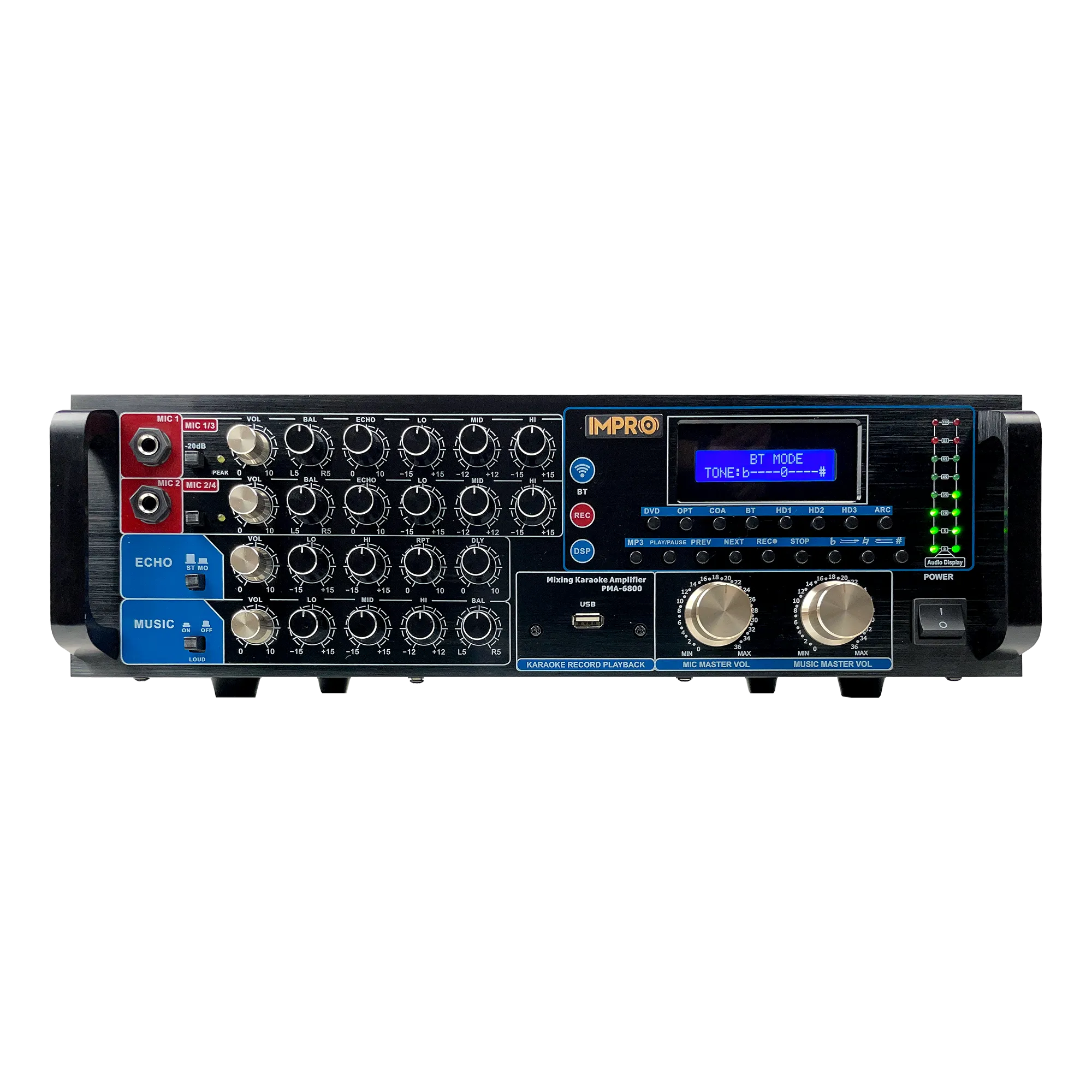 ImPro PMA-6800 800W Mixing Amplifier Bundle with ImPro UHF-88II Wireless Microphones