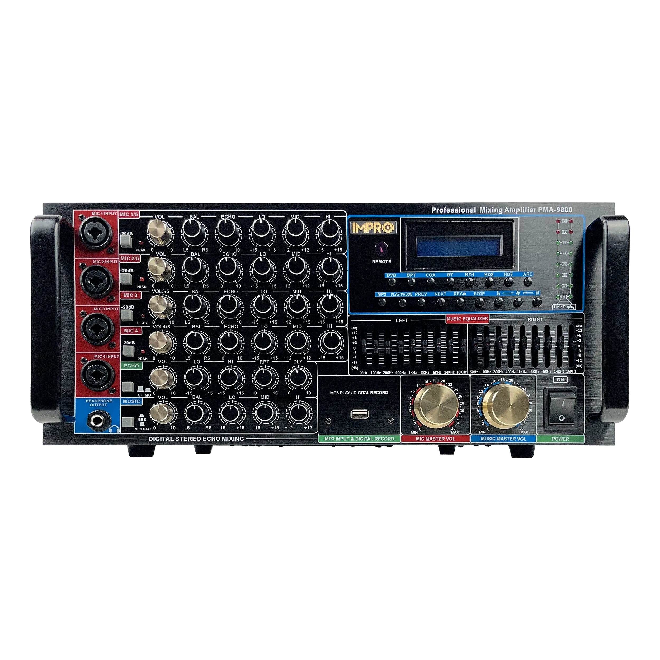 ImPro PMA-9800 1600W Mixing Amplifier Bundle with ImPro UHF-88II Wireless Microphones