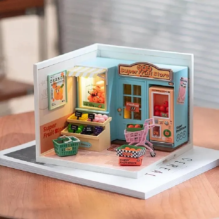 Inspiration Coffee Shop Miniature Dollhouse Kit Coffee Shop Dollhouse Miniature Grocery Shop Supermarket Dollhouse Fruit Vegetable Shop Mini