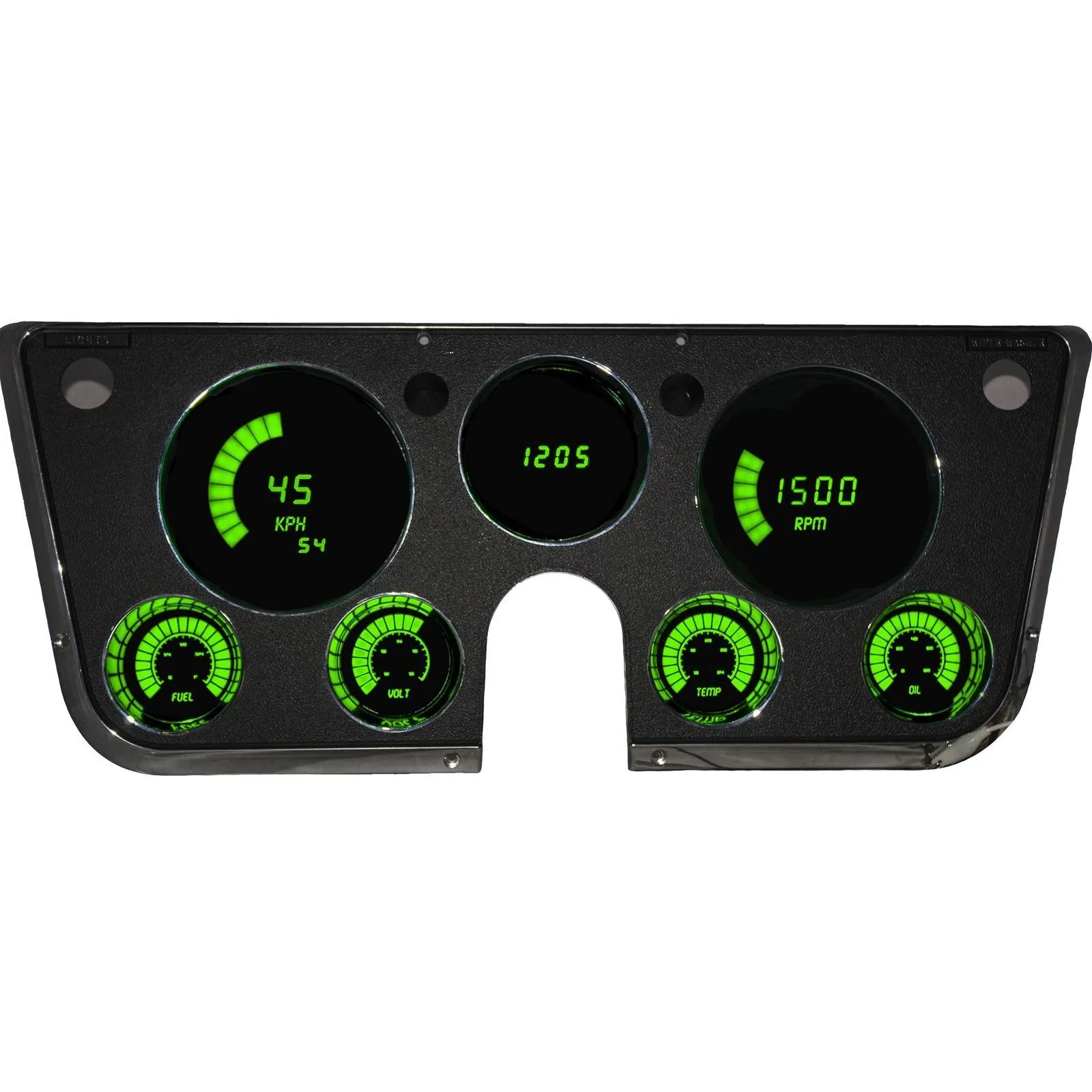 Intellitronix Bargraph Digital Gauge Cluster - Green LED - Black - GM Fullsize Truck 1967-72